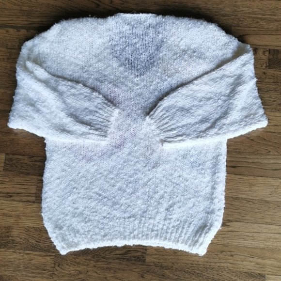Vintage 80s Cottage Core White Pastel Sweater Large - Picture 2 of 8